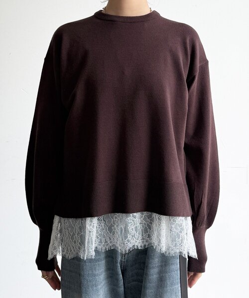 DouDou(ドゥドゥ)の「【WEB限定】レースキャミ+ニットセット(ニット/セーター・レディース・ブラウン/ブラック/チャコールグレー・FREE)」の18枚目の写真