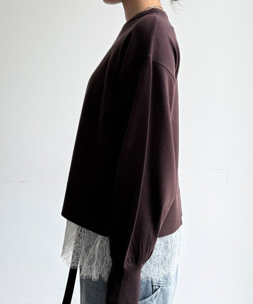 DouDou(ドゥドゥ)の「【WEB限定】レースキャミ+ニットセット(ニット/セーター・レディース・ブラウン/ブラック/チャコールグレー・FREE)」の19枚目の写真