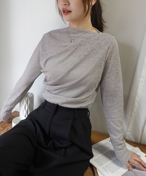 CORNERS(コーナーズ)の「カットレースドレープトップス(Tシャツ/カットソー・レディース・グレー/ホワイト/ブラック・M)」の7枚目の写真