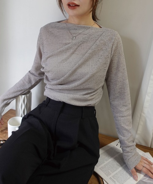 CORNERS(コーナーズ)の「カットレースドレープトップス(Tシャツ/カットソー・レディース・グレー/ホワイト/ブラック・M)」の8枚目の写真