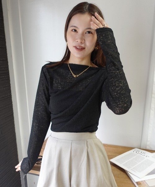 CORNERS(コーナーズ)の「カットレースドレープトップス(Tシャツ/カットソー・レディース・グレー/ホワイト/ブラック・M)」の10枚目の写真