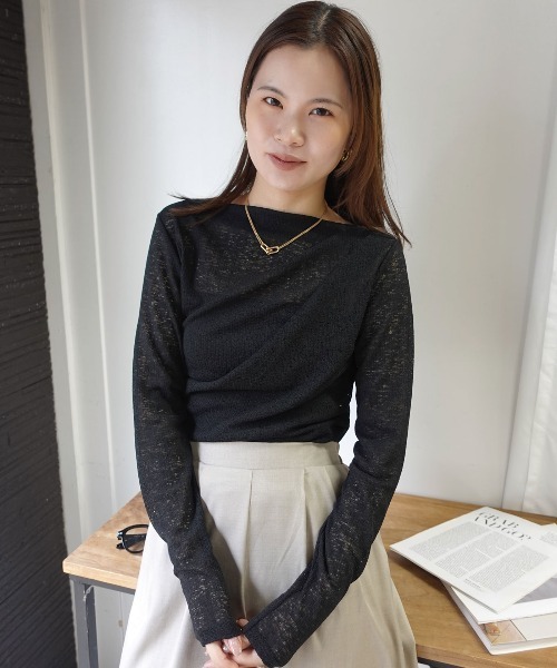 CORNERS(コーナーズ)の「カットレースドレープトップス(Tシャツ/カットソー・レディース・グレー/ホワイト/ブラック・M)」の11枚目の写真