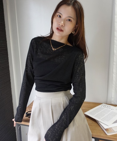 CORNERS(コーナーズ)の「カットレースドレープトップス(Tシャツ/カットソー・レディース・グレー/ホワイト/ブラック・M)」の12枚目の写真