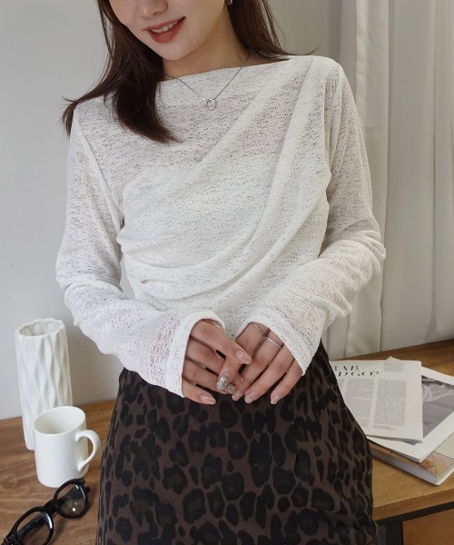 CORNERS(コーナーズ)の「カットレースドレープトップス(Tシャツ/カットソー・レディース・グレー/ホワイト/ブラック・M)」の14枚目の写真