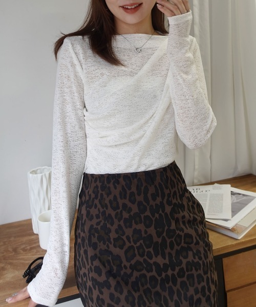 CORNERS(コーナーズ)の「カットレースドレープトップス(Tシャツ/カットソー・レディース・グレー/ホワイト/ブラック・M)」の16枚目の写真