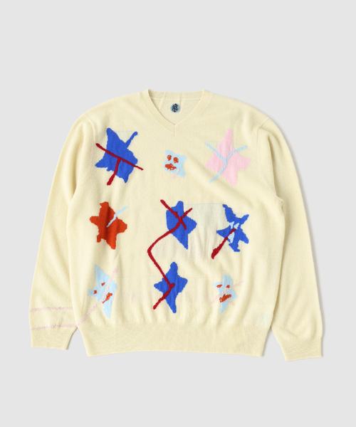 WISM(ウィズム)の「ADRIAN CASHMERE / エイドリアン カシミア Gargyle Sweater(ニット/セーター・メンズ・イエロー/ブルー・X-LARGE)」の2枚目の写真