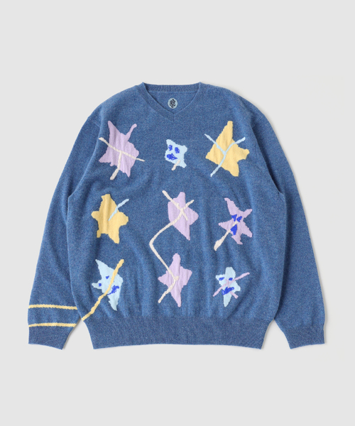 WISM(ウィズム)の「ADRIAN CASHMERE / エイドリアン カシミア Gargyle Sweater(ニット/セーター・メンズ・イエロー/ブルー・X-LARGE)」の1枚目の写真