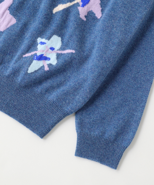 WISM(ウィズム)の「ADRIAN CASHMERE / エイドリアン カシミア Gargyle Sweater(ニット/セーター・メンズ・イエロー/ブルー・X-LARGE)」の5枚目の写真