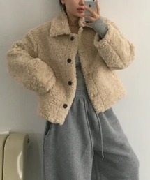 襟付きフェイクムートンジャケット