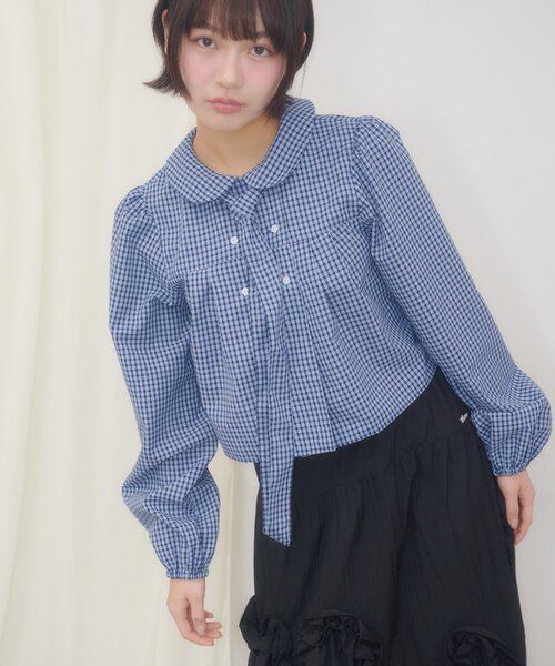DISCOAT(ディスコート)の「【umm.】ボウタイ付丸衿ナポレオンブラウス《WEB限定》(シャツ/ブラウス・レディース・ネイビー/オフホワイト/ブラウン・FREE)」の22枚目の写真