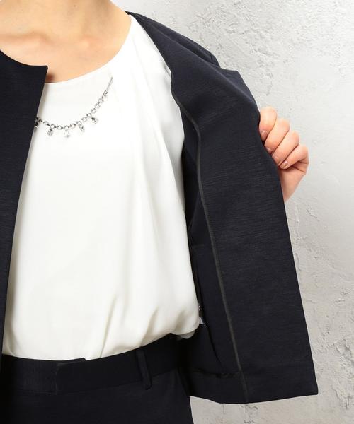 green label relaxing（グリーンレーベルリラクシング）の「[洗濯可能/ミラノリブ] ◆CR C/L N/Cジャケット-JSP ◆（ノーカラージャケット・レディース・ベージュ/ネイビー・40/42/44/34/36/38/46）」の4枚目の写真