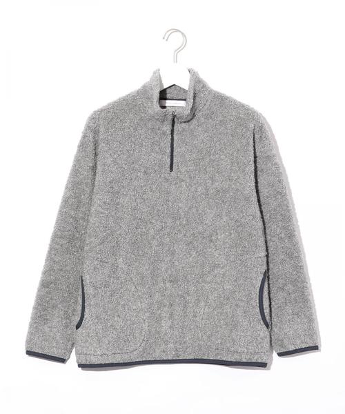 green label relaxing(グリーンレーベルリラクシング)の「『BRACTMENT(ブラクトメント)』 ボア ZIPハイネック ◆(その他トップス・メンズ・グレー/ベージュ・36/40/38)」の1枚目の写真