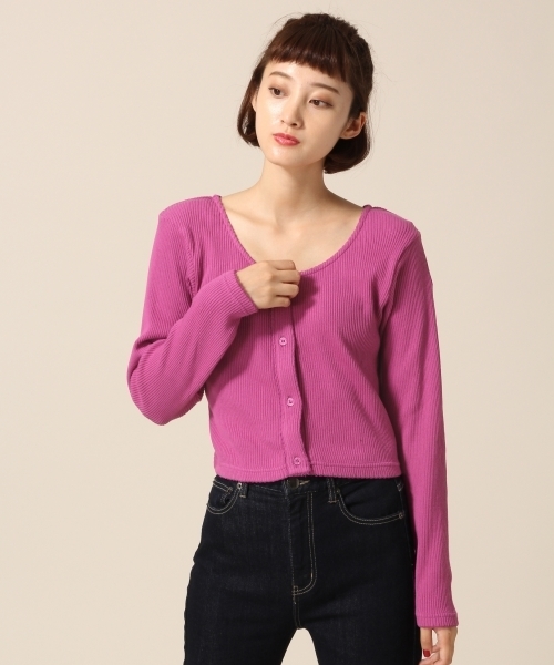 LOWRYS FARM(ローリーズファーム)の「テレコマエボタンLS 770486 (Tシャツ/カットソー・レディース・アイボリー/ネイビー/パープル/ブルー・MEDIUM/LARGE)」の4枚目の写真