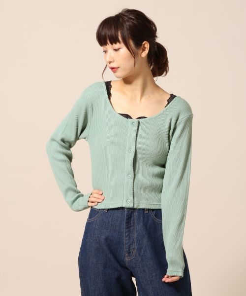 LOWRYS FARM(ローリーズファーム)の「テレコマエボタンLS 770486 (Tシャツ/カットソー・レディース・アイボリー/ネイビー/パープル/ブルー・MEDIUM/LARGE)」の3枚目の写真