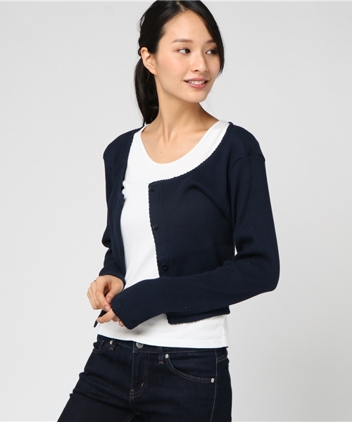 LOWRYS FARM(ローリーズファーム)の「テレコマエボタンLS 770486 (Tシャツ/カットソー・レディース・アイボリー/ネイビー/パープル/ブルー・MEDIUM/LARGE)」の14枚目の写真