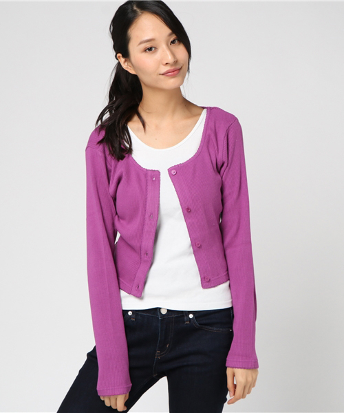 LOWRYS FARM(ローリーズファーム)の「テレコマエボタンLS 770486 (Tシャツ/カットソー・レディース・アイボリー/ネイビー/パープル/ブルー・MEDIUM/LARGE)」の16枚目の写真