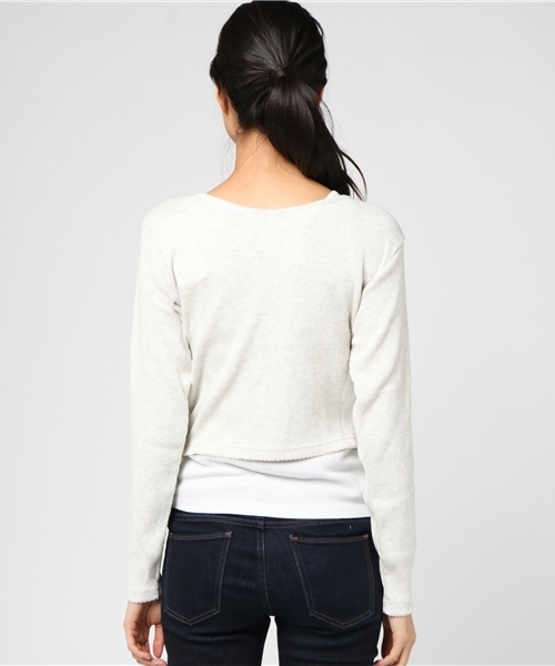 LOWRYS FARM(ローリーズファーム)の「テレコマエボタンLS 770486 (Tシャツ/カットソー・レディース・アイボリー/ネイビー/パープル/ブルー・MEDIUM/LARGE)」の7枚目の写真