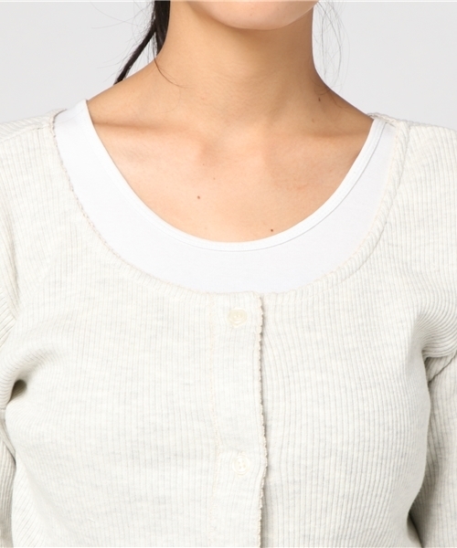 LOWRYS FARM(ローリーズファーム)の「テレコマエボタンLS 770486 (Tシャツ/カットソー・レディース・アイボリー/ネイビー/パープル/ブルー・MEDIUM/LARGE)」の8枚目の写真