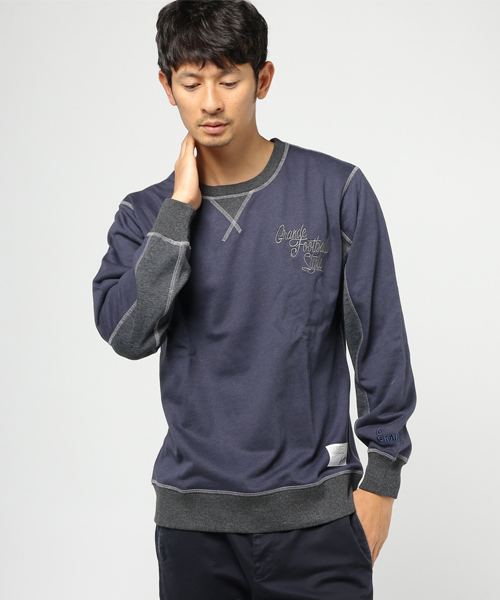 GRANDE FOOTBALL PRODUCTS(グランデフットボールプロダクツ)の「【GRANDE】OLD TYPE-A SWEAT CREW(スウェット・メンズ・グレー/ブラック×グレー/Navy/グレー系その他・L/M/S/XL)」の1枚目の写真