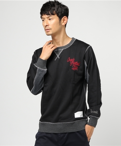GRANDE FOOTBALL PRODUCTS(グランデフットボールプロダクツ)の「【GRANDE】OLD TYPE-A SWEAT CREW(スウェット・メンズ・グレー/ブラック×グレー/Navy/グレー系その他・L/M/S/XL)」の2枚目の写真