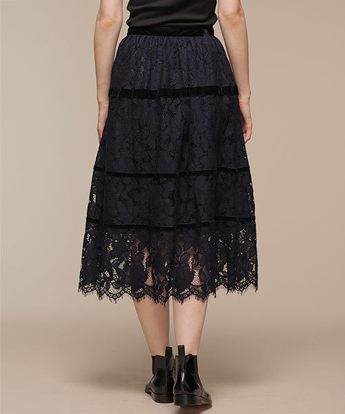 NANO universe(ナノユニバース)の「ベルベット切替レーススカート(スカート・レディース・ネイビー/カーキ・38/36)」の11枚目の写真