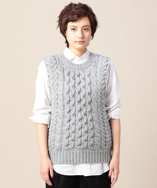 BEAUTY&YOUTH UNITED ARROWS(ビューティーアンドユースユナイテッドアローズ)の「BY ウールケーブルベスト ◆(ベスト・レディース・オフホワイト/ライトグレー・FREE)」の4枚目の写真