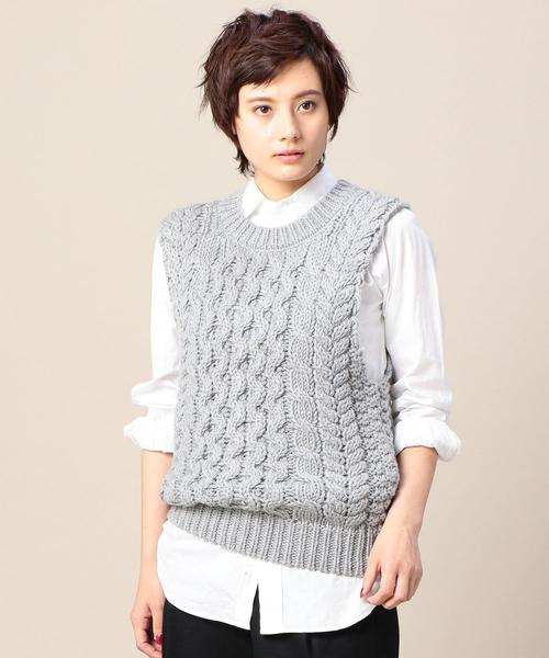 BEAUTY&YOUTH UNITED ARROWS(ビューティーアンドユースユナイテッドアローズ)の「BY ウールケーブルベスト ◆(ベスト・レディース・オフホワイト/ライトグレー・FREE)」の12枚目の写真