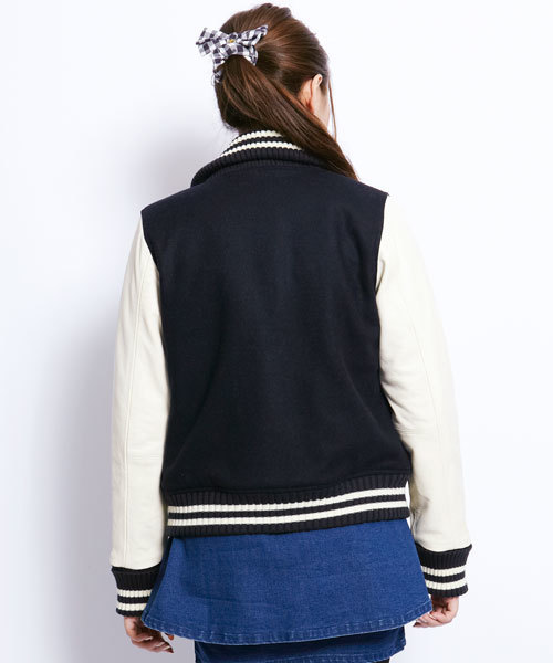 MILKFED.(ミルクフェド)の「BASIC STADIUM JUMPER(スタジャン・レディース・グリーン/ネイビー・SMALL/MEDIUM)」の5枚目の写真