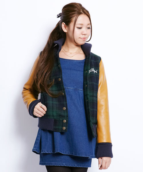 MILKFED.(ミルクフェド)の「BASIC STADIUM JUMPER(スタジャン・レディース・グリーン/ネイビー・SMALL/MEDIUM)」の6枚目の写真