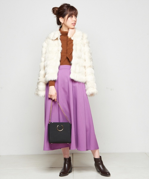 natural couture(ナチュラルクチュール)の「タックロングスカート(スカート・レディース・パープル/アイボリー/テラコッタ・FREE)」の9枚目の写真