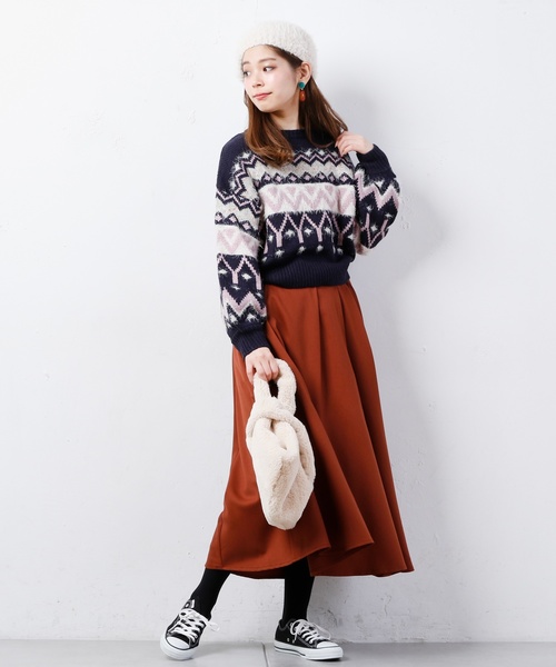 natural couture(ナチュラルクチュール)の「タックロングスカート(スカート・レディース・パープル/アイボリー/テラコッタ・FREE)」の19枚目の写真