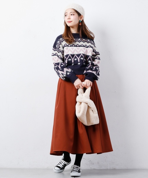 natural couture(ナチュラルクチュール)の「タックロングスカート(スカート・レディース・パープル/アイボリー/テラコッタ・FREE)」の20枚目の写真