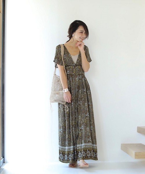 TODAYFUL（トゥデイフル）の「ペイズリーコルセットワンピース（ワンピース・レディース・オリーブ/レッド・36inch/38inch）」の8枚目の写真