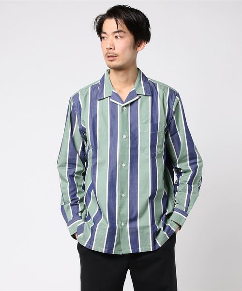 niko and...（ニコアンド）の「Nワイドストライプオープンカラーシャツ【niko and ...】（シャツ/ブラウス・メンズ・グリーン/ピンク・MEDIUM/LARGE）」の9枚目の写真