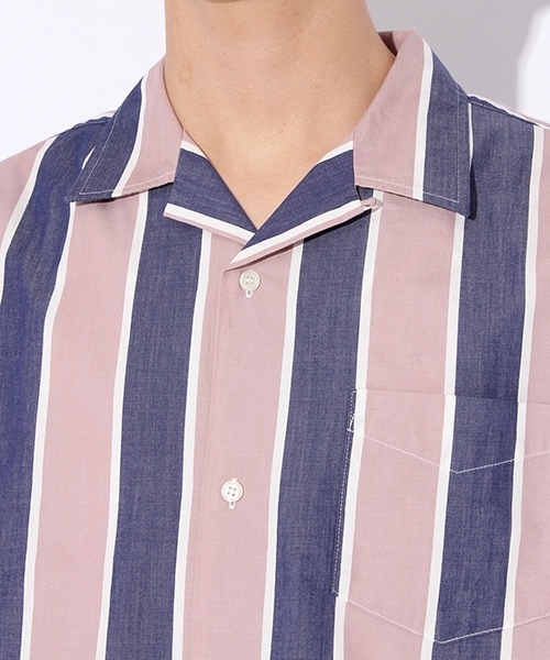 niko and...（ニコアンド）の「Nワイドストライプオープンカラーシャツ【niko and ...】（シャツ/ブラウス・メンズ・グリーン/ピンク・MEDIUM/LARGE）」の11枚目の写真