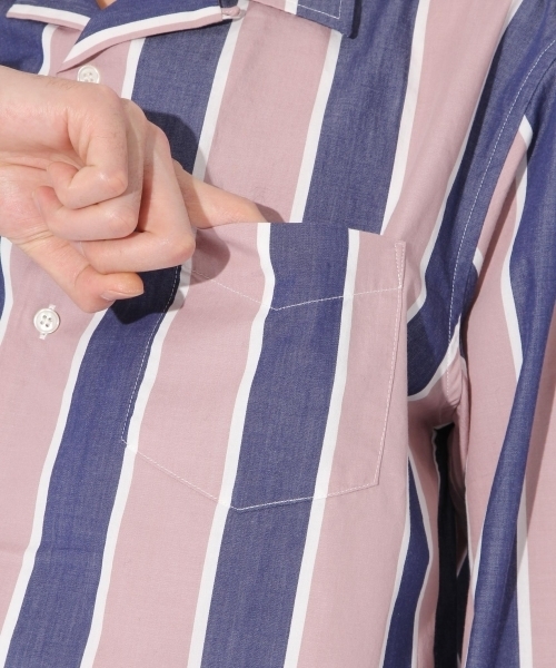 niko and...（ニコアンド）の「Nワイドストライプオープンカラーシャツ【niko and ...】（シャツ/ブラウス・メンズ・グリーン/ピンク・MEDIUM/LARGE）」の17枚目の写真