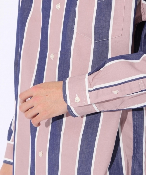 niko and...（ニコアンド）の「Nワイドストライプオープンカラーシャツ【niko and ...】（シャツ/ブラウス・メンズ・グリーン/ピンク・MEDIUM/LARGE）」の13枚目の写真