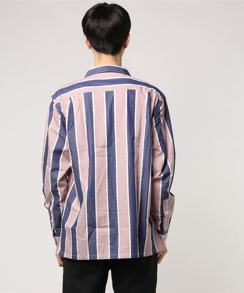 niko and...（ニコアンド）の「Nワイドストライプオープンカラーシャツ【niko and ...】（シャツ/ブラウス・メンズ・グリーン/ピンク・MEDIUM/LARGE）」の3枚目の写真