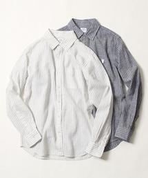 coen | 綿麻ストライプレギュラーカラーシャツ(シャツ/ブラウス)