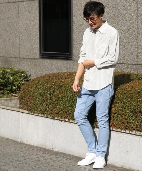 coen(コーエン)の「綿麻ストライプレギュラーカラーシャツ(シャツ/ブラウス・メンズ・ホワイト/ネイビー・X-LARGE/SMALL/MEDIUM/LARGE)」の5枚目の写真