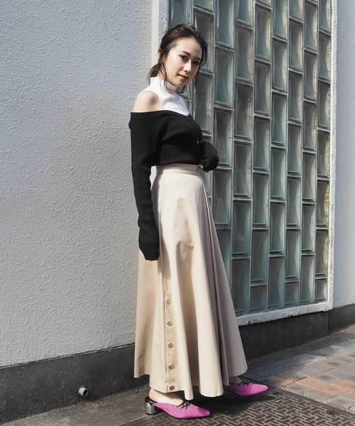 MURUA（ムルーア）の「サイドボタンフレアスカート（スカート・レディース・ベージュ/カーキ・2/1）」の6枚目の写真