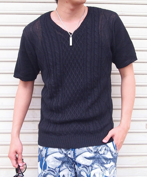 TopIsm(トップイズム)の「綿麻リネン Vネックフィッシャーマンニット セーター(ニット/セーター・メンズ・ホワイト/ネイビー/ブルー/グレー系その他/レッド系その他/ベージュ/ブラック系その他/ブルー系その他/ブラック・M/L/LL)」の14枚目の写真