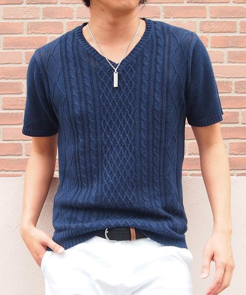 TopIsm(トップイズム)の「綿麻リネン Vネックフィッシャーマンニット セーター(ニット/セーター・メンズ・ホワイト/ネイビー/ブルー/グレー系その他/レッド系その他/ベージュ/ブラック系その他/ブルー系その他/ブラック・M/L/LL)」の18枚目の写真