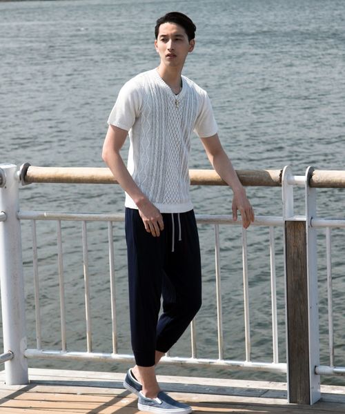 TopIsm(トップイズム)の「綿麻リネン Vネックフィッシャーマンニット セーター(ニット/セーター・メンズ・ホワイト/ネイビー/ブルー/グレー系その他/レッド系その他/ベージュ/ブラック系その他/ブルー系その他/ブラック・M/L/LL)」の22枚目の写真