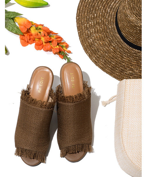 Re:EDIT（リエディ）の「メッシュフリンジオープントゥサンダル（サンダル・レディース・ブラウン/アイボリー/ストライプ/ブラック・LARGE/X-LARGE/MEDIUM/SMALL）」の13枚目の写真