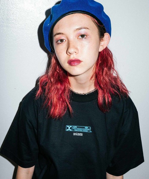X-girl（エックスガール）の「DEVA STATES x X-girl SST DREAMY（Tシャツ/カットソー・レディース・ホワイト/ブラック/ピンク・ONE SIZE）」の4枚目の写真