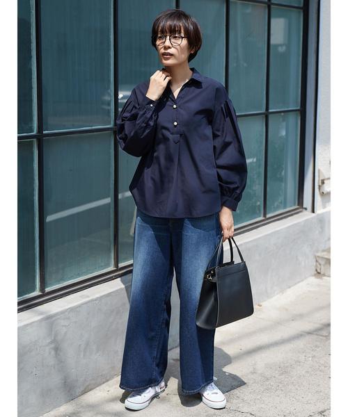 AMERICAN HOLIC（アメリカンホリック）の「5PK ワイドパンツ（デニムパンツ・レディース・インディゴブルー/ライトインディゴブルー・L/M/S）」の5枚目の写真