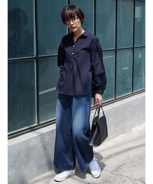 AMERICAN HOLIC（アメリカンホリック）の「5PK ワイドパンツ（デニムパンツ・レディース・インディゴブルー/ライトインディゴブルー・L/M/S）」の6枚目の写真