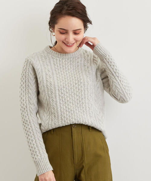 green label relaxing（グリーンレーベルリラクシング）の「SC ハミルトン アラン クルーネック ニット ◆（ニット/セーター・レディース・ライトグレー/ネイビー/オフホワイト/ピンク/イエロー/ライラック・40/38）」の19枚目の写真