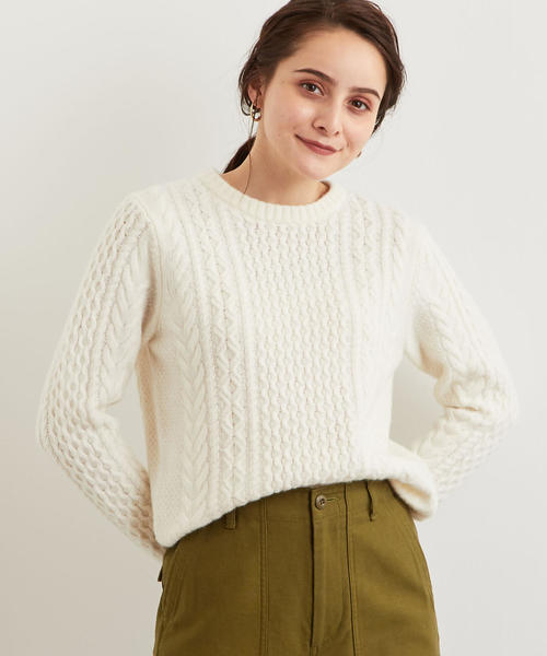 green label relaxing（グリーンレーベルリラクシング）の「SC ハミルトン アラン クルーネック ニット ◆（ニット/セーター・レディース・ライトグレー/ネイビー/オフホワイト/ピンク/イエロー/ライラック・40/38）」の20枚目の写真